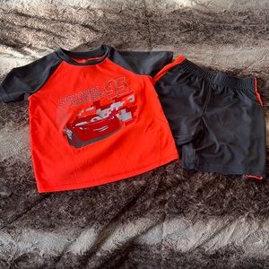 EUC Boys Jumping Beans Lightning McQueen dry fit short set. Size 5.